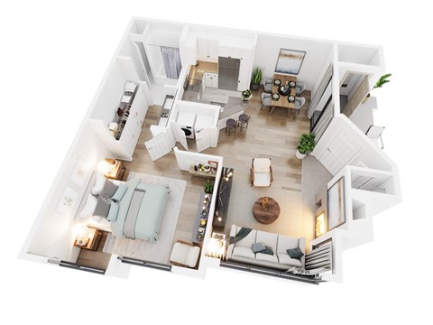 Park Bellevue One Bedroom 3D floor plan